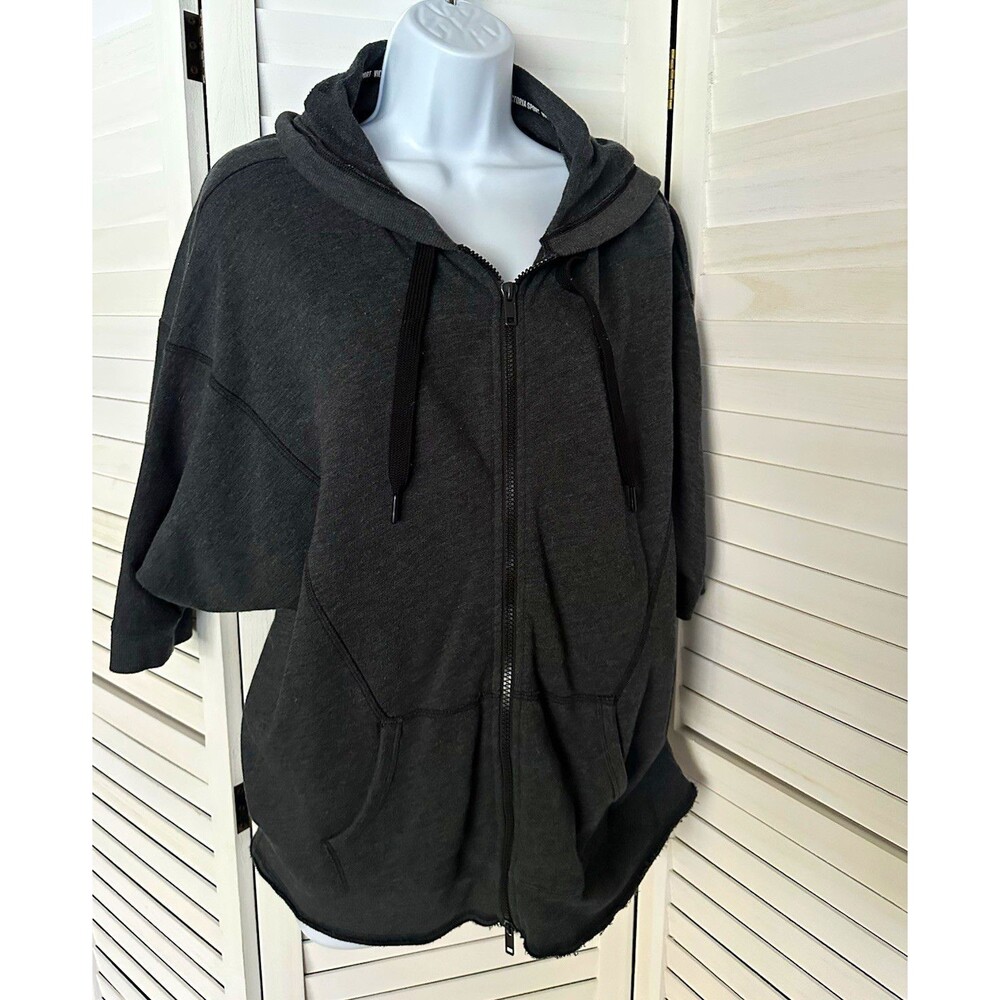 Victoria Sport  GrayFull Zip short sleeve Hoodie W/Pockets Small